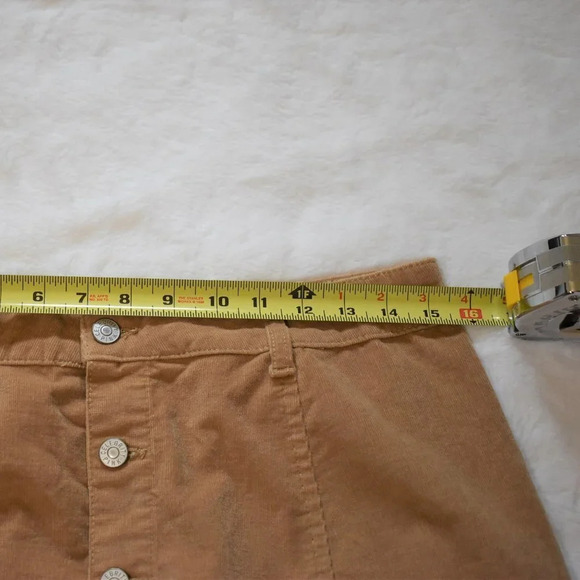 Boho Corduroy Button Front Skirt Mini Sz 29 Camel Retro 70s Cowgirl Western - Picture 9 of 13